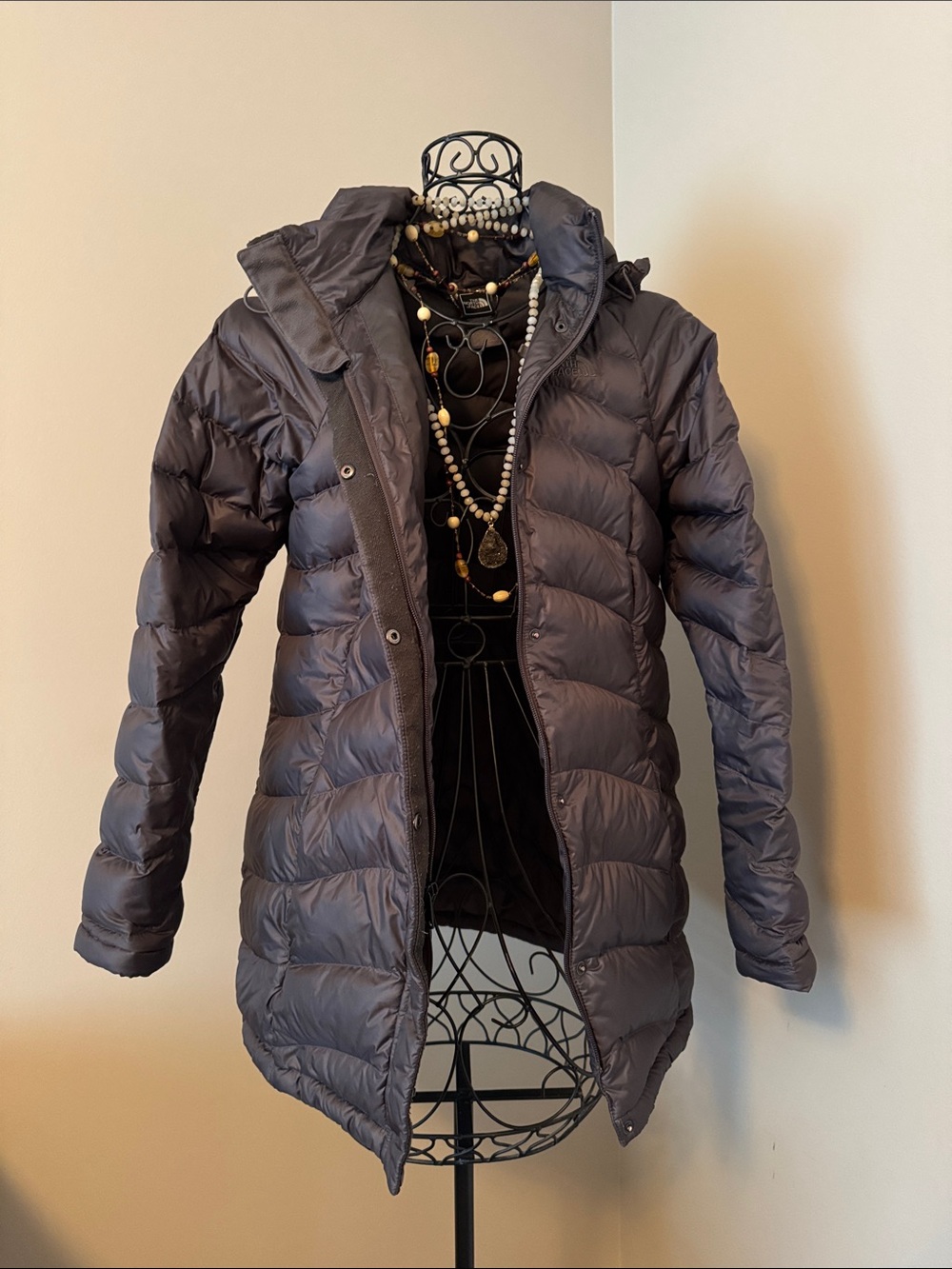 The North Face Women's Hooded Long Puffer Coat - Gray